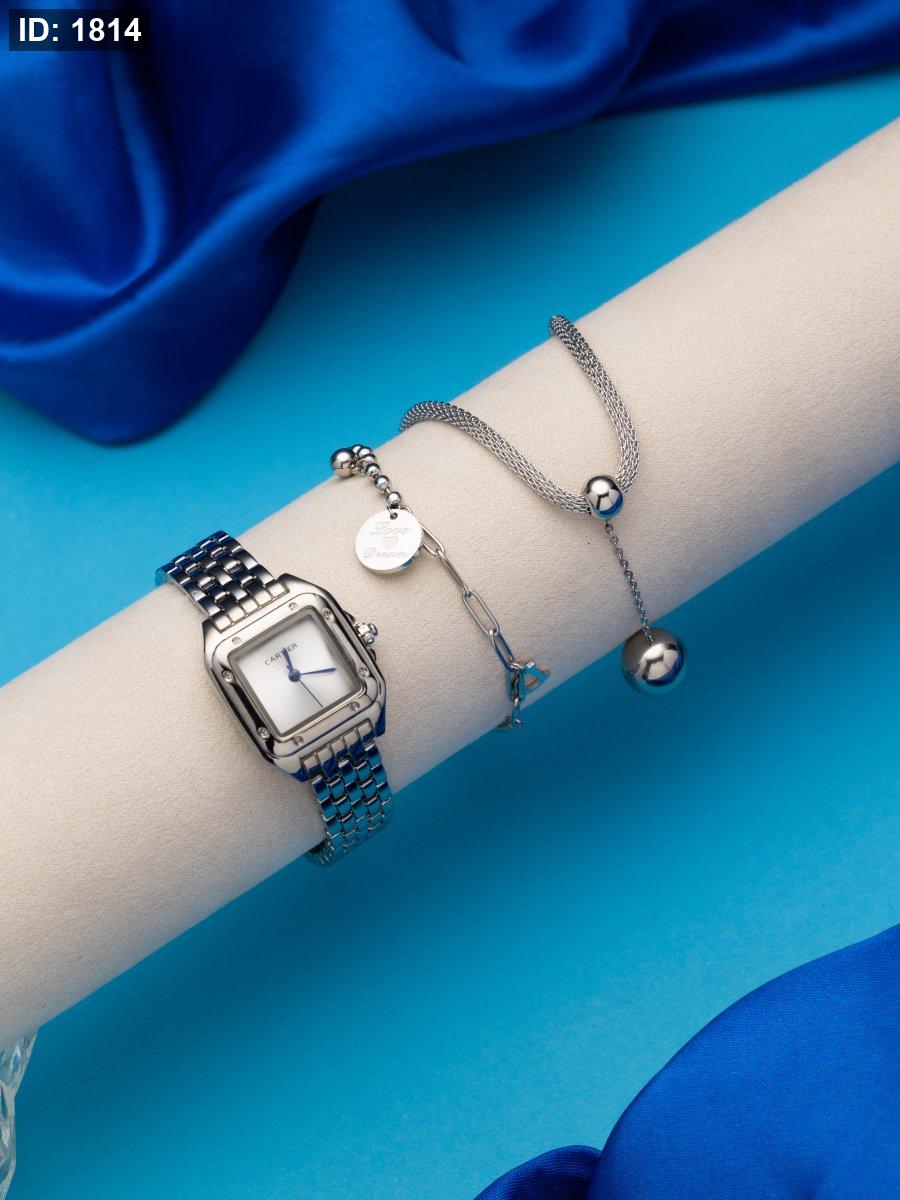طقم كارتير ستاتي (ساعة + اسوارة + سنسسال + علبة اطقم)